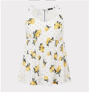 Torrid Babydoll Tank Top Cami - Lemons - Size 5